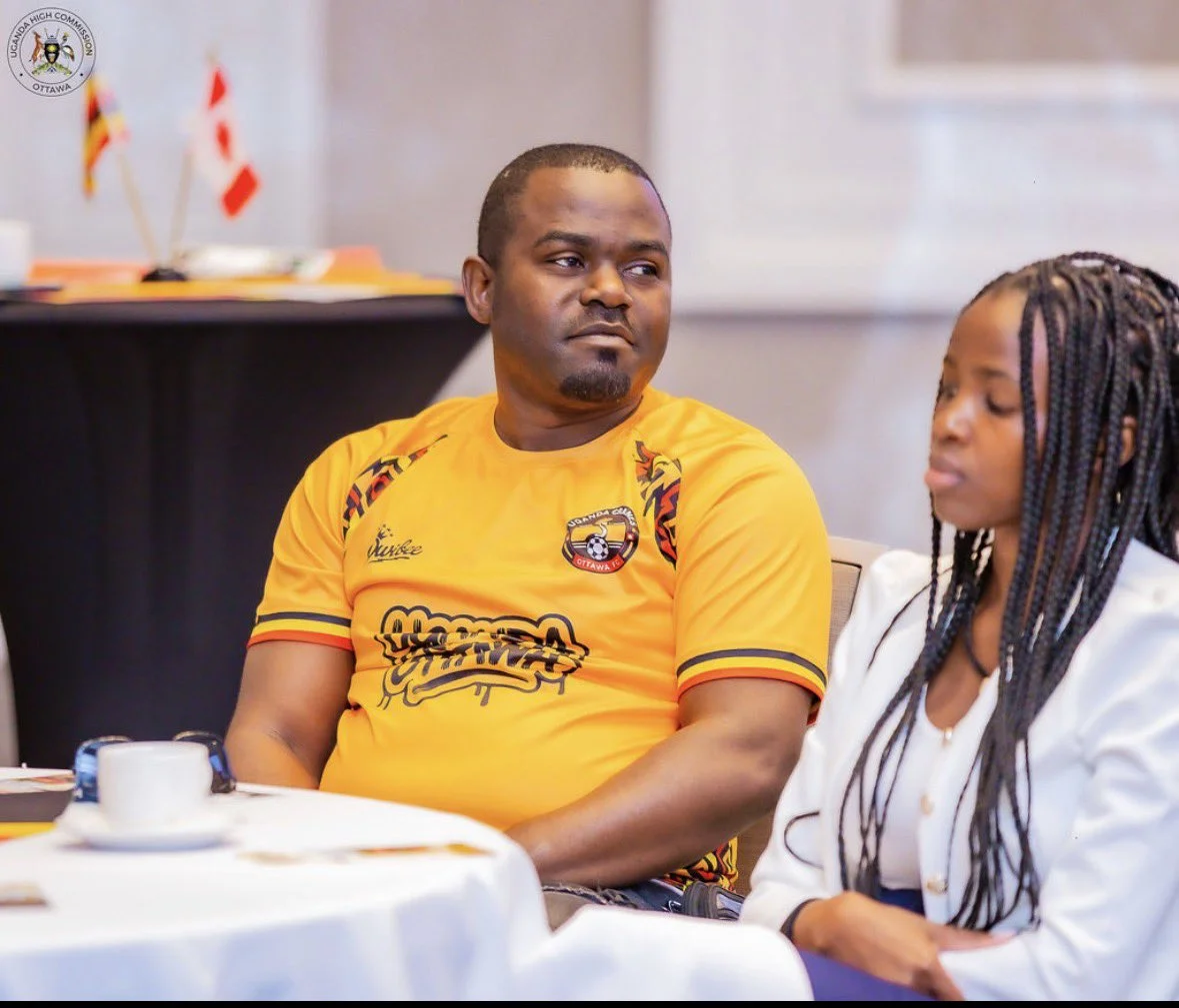 Baker Kigongo with B6 Global Network players during a training session